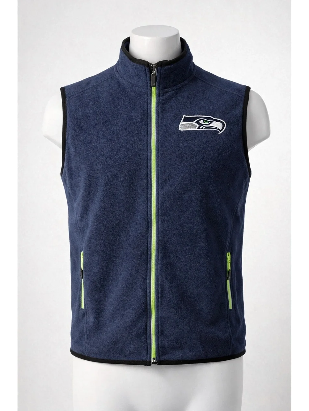 Seattle Seahawks NFL Team Apparel Navy Fleece Vest Sz M - Twelfth Man Football